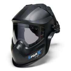 SHINE SparX Single hjelm med klart visir, leveres som slipehjelm med friskluft